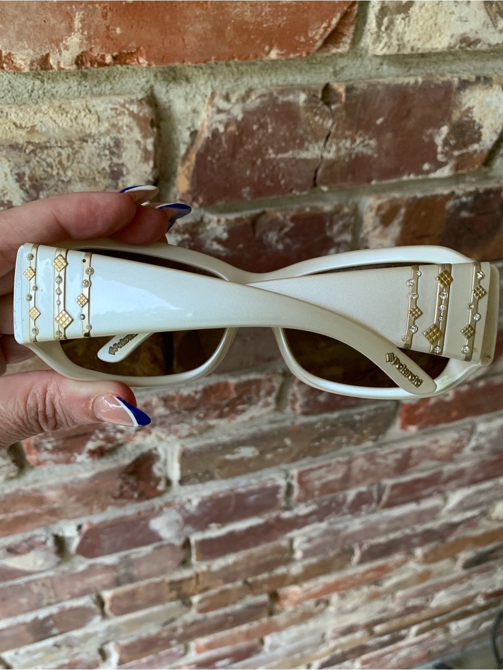Vintage Polaroid Dazzled White Sunglasses